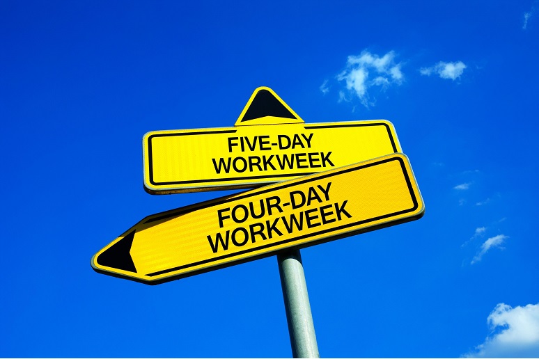 A four-day work week sign