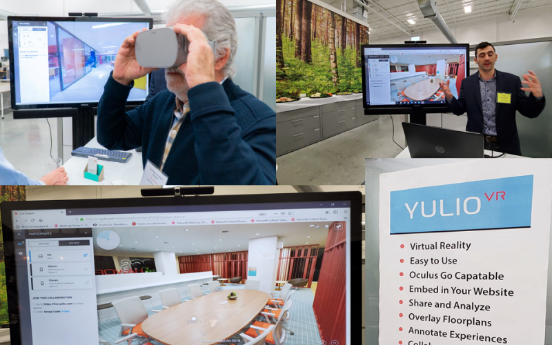 Photo showing virtual reality in use for office design